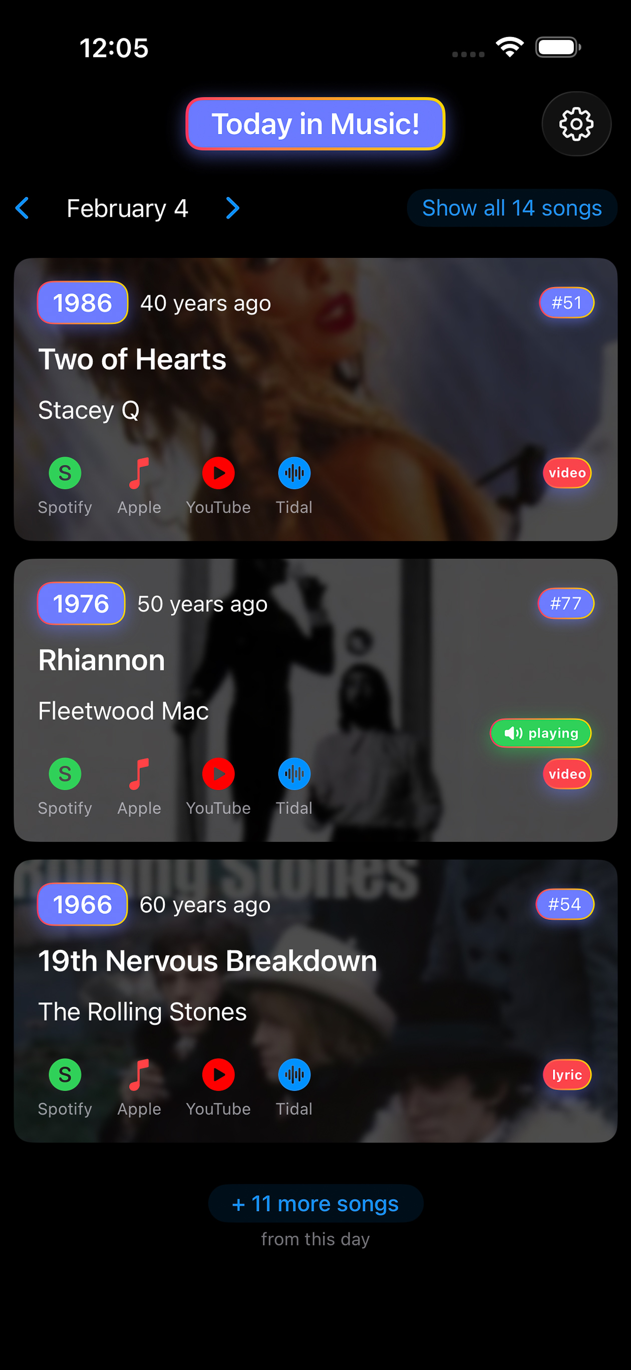 Song preview with streaming options